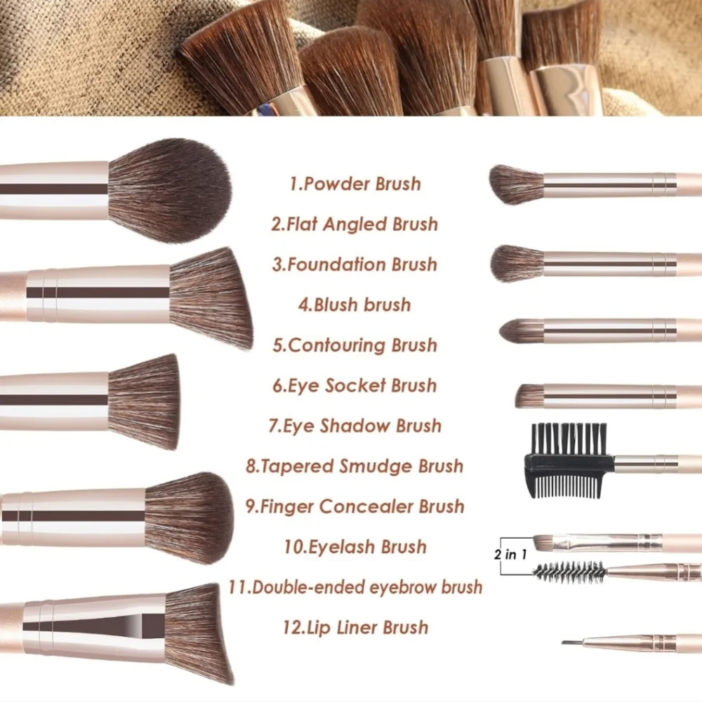 Makeup Brush Set, 12 Pcs